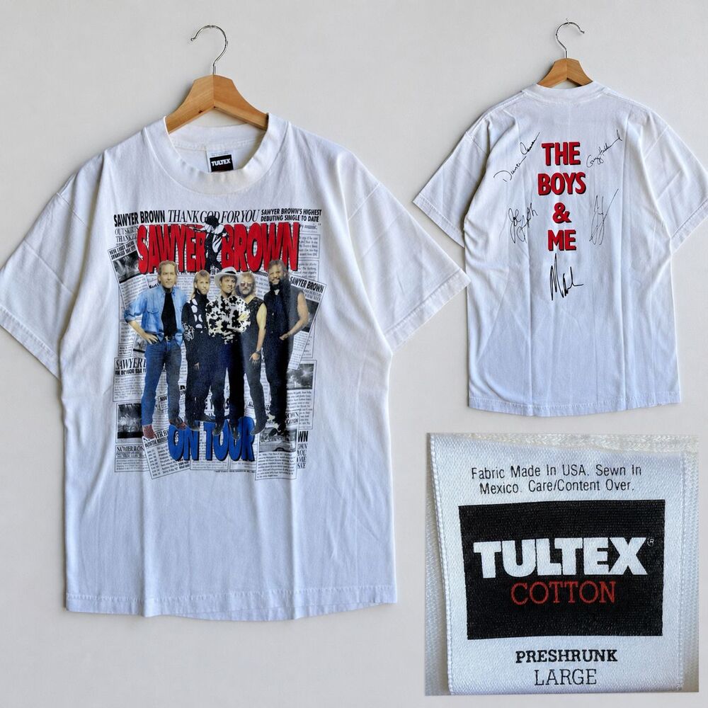 NEW VTG 90s Sawyer Brown Shirt Large White Tultex The Boys & Me Tour  Large
